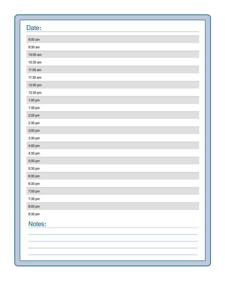 Free daily appointment sheet template